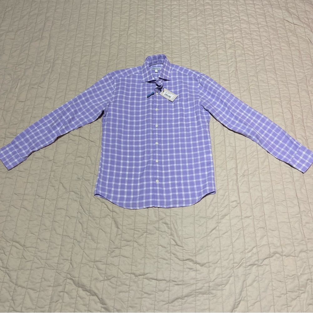 Crown Men's Franklin Crown Cool Linen-Blend Sport Shirt Size Small Lavender NWT